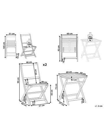 Beliani 3-tlg Bistro Set PARAGGI in Braun