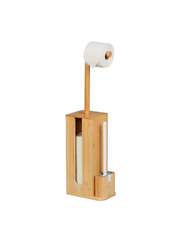 relaxdays WC Garnitur in Natur/ Weiß- (B)26 x (H)72,5 x (T)15 cm