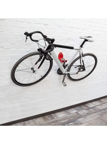 relaxdays 4 x Fahrrad-Wandhalterung in Rot - 20 kg Traglast
