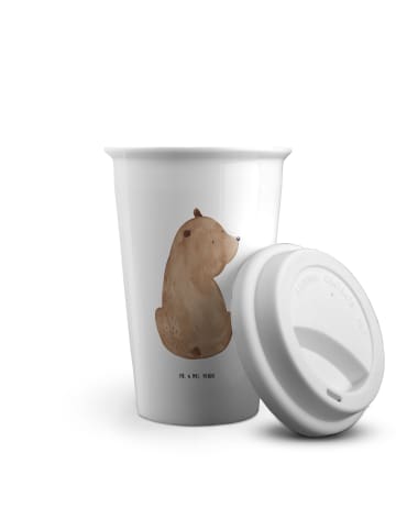 Mr. & Mrs. Panda Thermobecher Bär Schulterblick ohne Spruch in Weiß