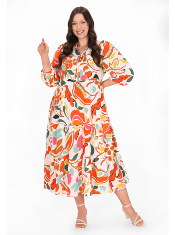 Usha Women Plus Size Dress in multicolor orange