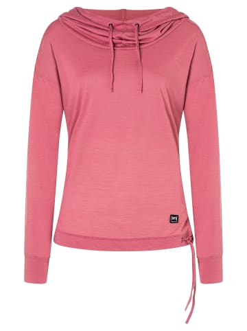 super.natural Merino Longsleeve W FUNNEL HOODIE in rosa