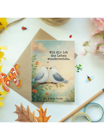 Mr. & Mrs. Panda Glückwunschkarte Turteltauben Liebe Design mit ... in Weiß
