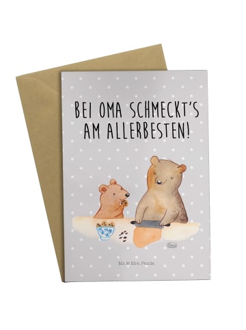 Mr. & Mrs. Panda Klappkarte Oma Backen mit Spruch in Grau Pastell