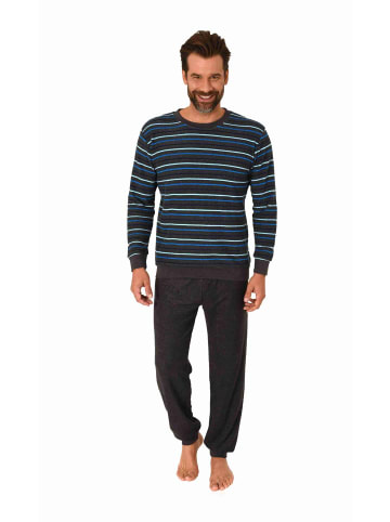 NORMANN langarm Frottee Schlafanzug Pyjama Bündchen - 77609 in blau