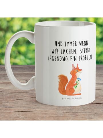 Mr. & Mrs. Panda Kaffeetasse Eichhörnchen Blume mit Spruch in Weiß