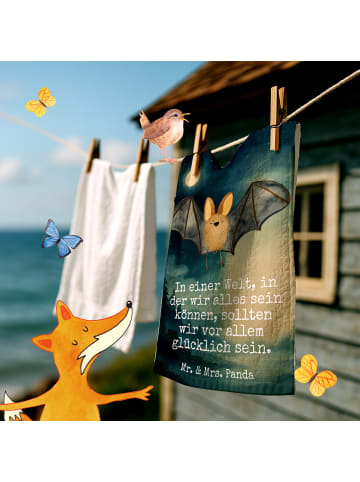 Mr. & Mrs. Panda Handtuch Fledermaus Flügel Design mit Spruch in Weiß