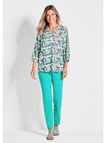 GOLDNER Kurzgröße:  Mit Allover-Print, Tunikaform, 3/4-Arm in grün / gemustert