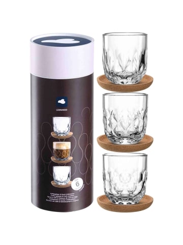 LEONARDO 3er Set Kaffee-Set mit Untersetzer Gocce 220 ml in transparent