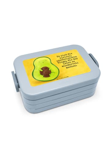 Mr. & Mrs. Panda Lunch Box Avocado Kern Design mit Spruch in Blau Pastell