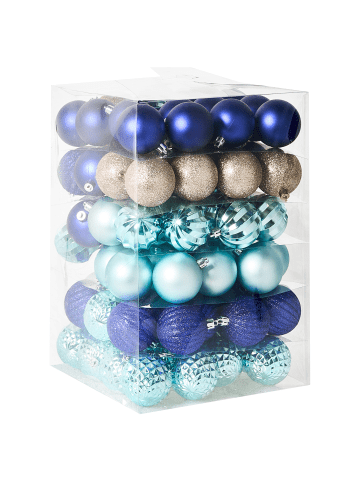 Beliani Weihnachtsbaumkugeln PIELINEN in Blau/Silber