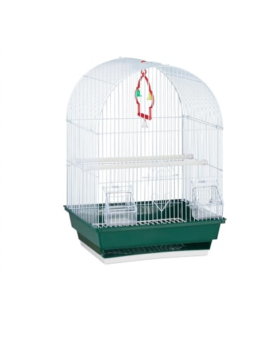 relaxdays Vogelkäfig in Weiß/Grün - (B)34,5 x (H)49,5 x (T)28 cm
