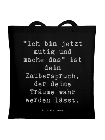 Mr. & Mrs. Panda Tragetasche Spruch Mutig zu sich selbst stehen ... in Schwarz