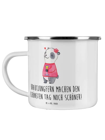 Mr. & Mrs. Panda Trinkbecher Brautjungfern Wunder mit Spruch in Weiß