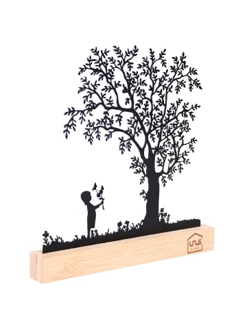 UNUS Aufsteller Baum mit Kindern auf einer Schaukel in Schwarz