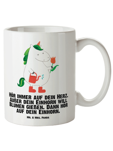 Mr. & Mrs. Panda XL Tasse Einhorn Gärtner mit Spruch in Weiß