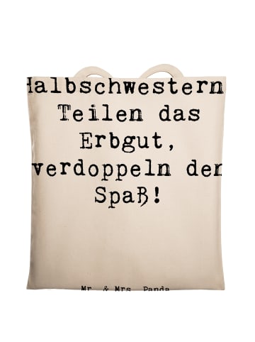 Mr. & Mrs. Panda Tragetasche Halbschwester Freude mit Spruch in Creme