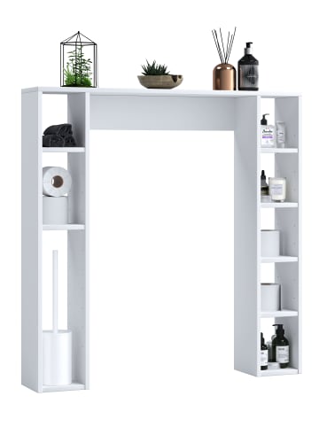 VCM  Holz Wandregal Überbau WC Bad Regal Tinol M in Weiß