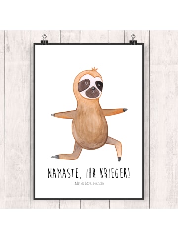 Mr. & Mrs. Panda Poster Faultier Yoga mit Spruch in Weiß