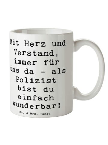 Mr. & Mrs. Panda Tasse Polizist Wunderbar mit Spruch in Weiß