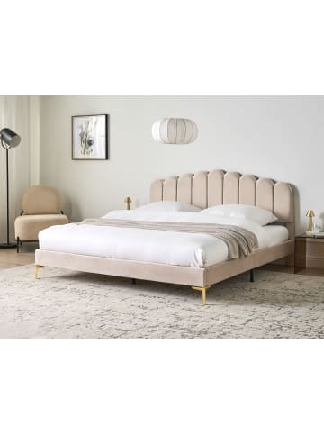 Beliani Doppelbett SAUVIAN in Beige/Gold - (W) 185 x (H) 98 x (L) 207 cm