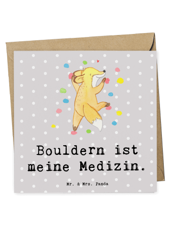 Mr. & Mrs. Panda Deluxe Karte Fuchs Bouldern mit Spruch in Grau Pastell
