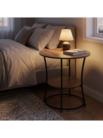 relaxdays Beistelltisch in Braun/ Schwarz - (H)55 x ø 55 cm