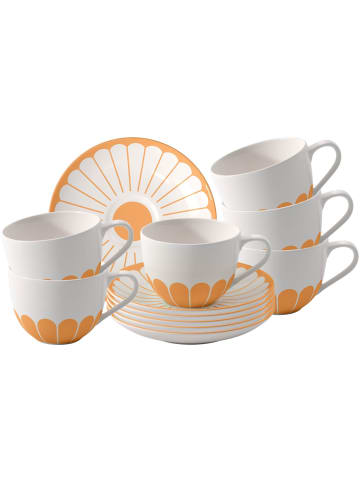 Villeroy & Boch 6er Set Kaffeetassen mit Untertassen Fleur Couleur in 160 ml in Soleil