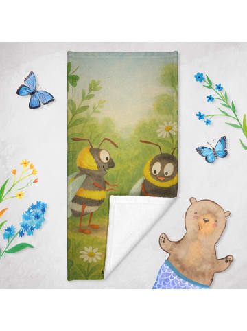 Mr. & Mrs. Panda Saunahandtuch Bienen Paar Design ohne Spruch in Grau Pastell