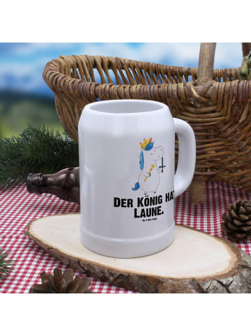 Mr. & Mrs. Panda Bierkrug Einhorn König mit Schwert mit Spruch in Weiß