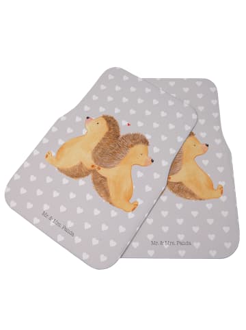 Mr. & Mrs. Panda Auto Teppich Igel händchenhaltend ohne Spruch in Grau Pastell