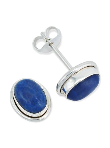 mantraroma 925er Silber - Ohrstecker (L) 9 x (B) 7 mm mit Lapis Lazuli