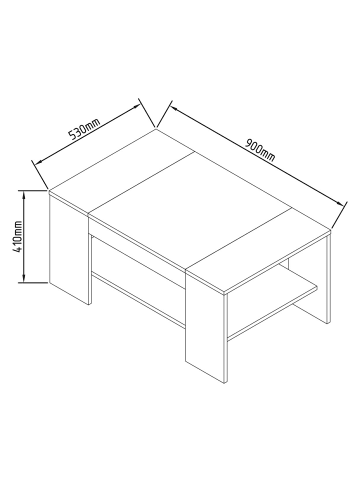 ebuy24 Couchtisch Bonza 2 Weiß 90 x 42 cm