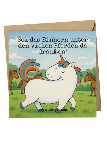 Mr. & Mrs. Panda Grußkarte Einhorn Stolzieren Design mit Spruch in Weiß