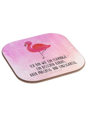 Mr. & Mrs. Panda Untersetzer Flamingo Classic mit Spruch in Aquarell Pink