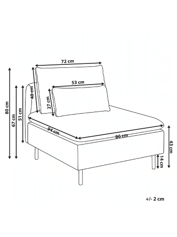 Beliani Sofaelement EGERIS in Grün - (W) 86 x (H) 80 x (L) 94 cm