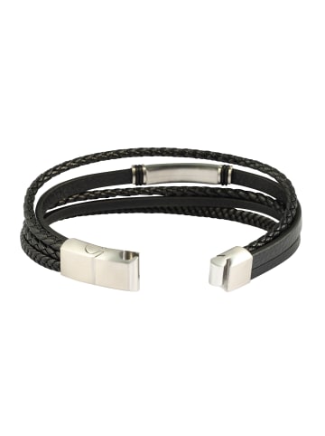 Adeliás Herren Armband – Lederarmband aus Leder 21 cm in schwarz