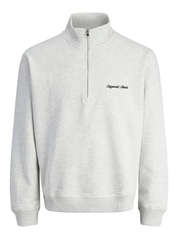 Jack & Jones Sweatshirt mit halbem Reißverschluss in White Melange