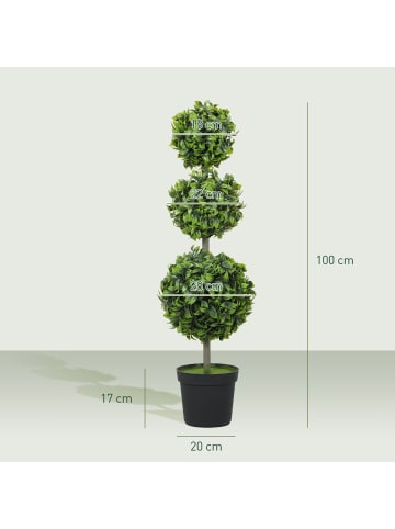 HOMCOM Künstlicher Buchsbaum-28L x 28B x 100H cm-Grün
