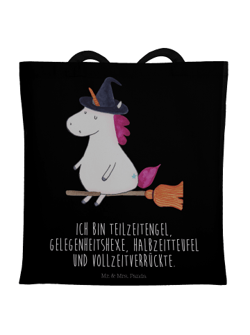 Mr. & Mrs. Panda Tote Bag Einhorn Hexe mit Spruch in Schwarz
