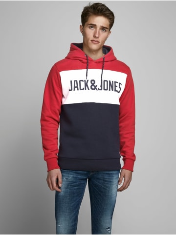 Jack & Jones Warmer Logo Print Hoodie Sweater Pullover JJELOGO in Rot