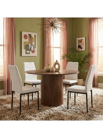 home24 home24 Polsterstuhl im 2er-Set aus Cord und Eisen im modernen Stil in Beige