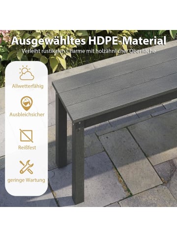 COSTWAY Gartenbank wetterfest 3-Sitzer in Grau