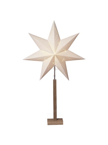STAR Trading Stehlampe ,Stern Karo, weiß, Holzfuß Eiche, 100cm in Weiß