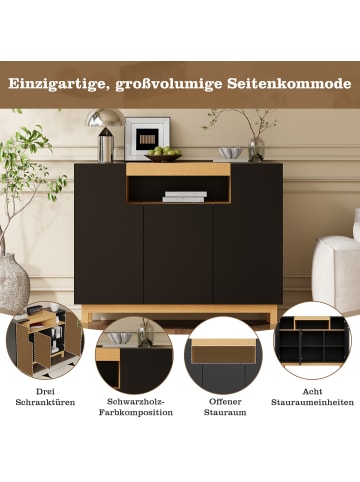 ABRIHOME Sideboard in Schwarz mit 3 Türen für Wohn und Esszimmer