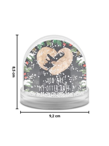 Mr. & Mrs. Panda Schneekugel Weihnachten Otter Herz mit Spruch in Kreidetafel