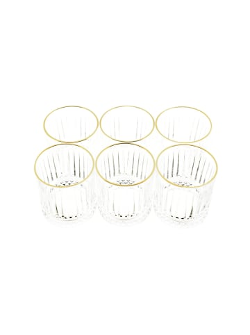 Almina Almina Elisa 6 Tlg. Trinkgläser-Set Wasserglas mit Goldumrandung in Transparent