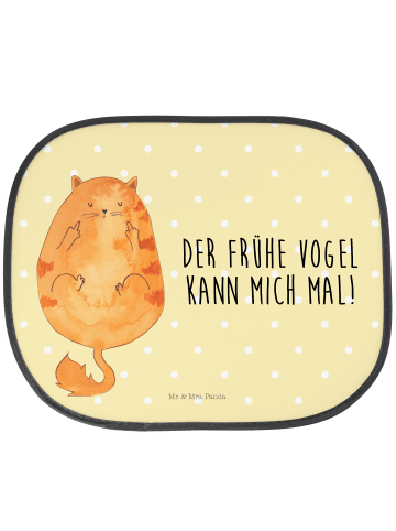 Mr. & Mrs. Panda Sonnenschutz Katze Frühaufsteher mit Spruch in Gelb Pastell