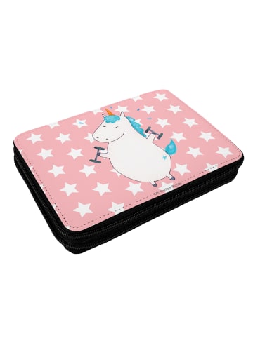Mr. & Mrs. Panda Federtasche Einhorn Fitness ohne Spruch in Rot Pastell