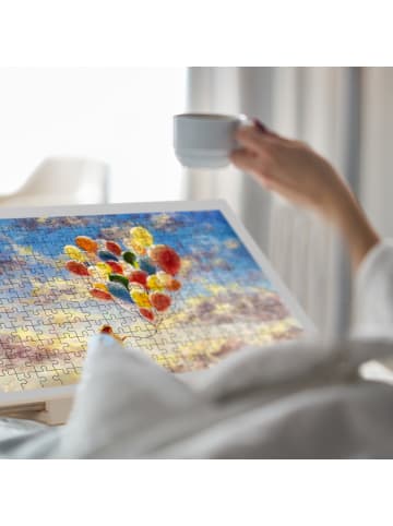 relaxdays Puzzlebrett in Natur/ Grau - (B)79 x (H)6,5 x (T)56 cm